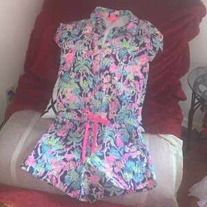 Lilly Pulitzer Jorgie Romper Oyster Bay Navy Seen and Herd, XS
